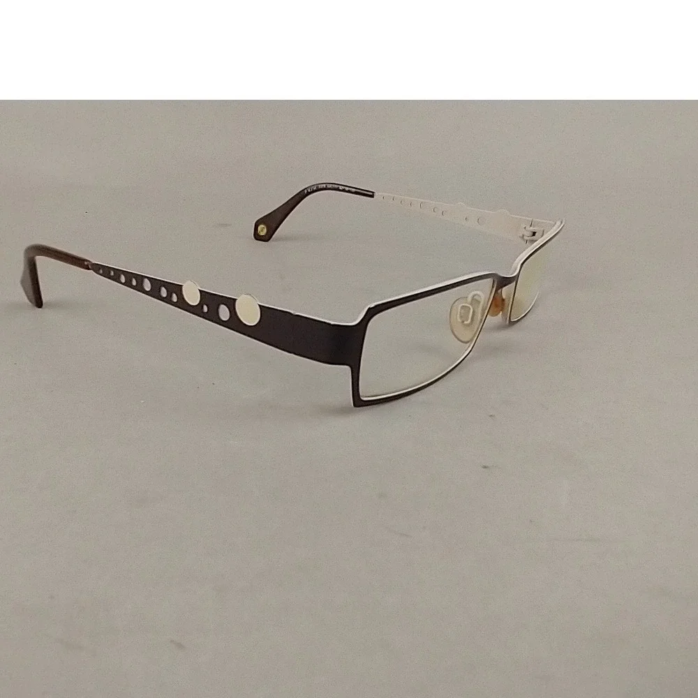 Fysh UK 3378 111 Brown White Rectangular Eyeglass Frames 52-18-135 with Case